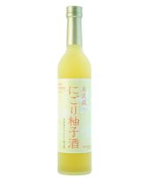 Asahara Shuzo Nigori Yuzushu Japanese cloudy yuzu liqueur bottle image.