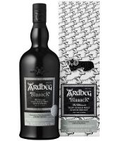 Ardbeg Blaaack limited edition Islay single malt Scotch whisky bottle and gift box image.